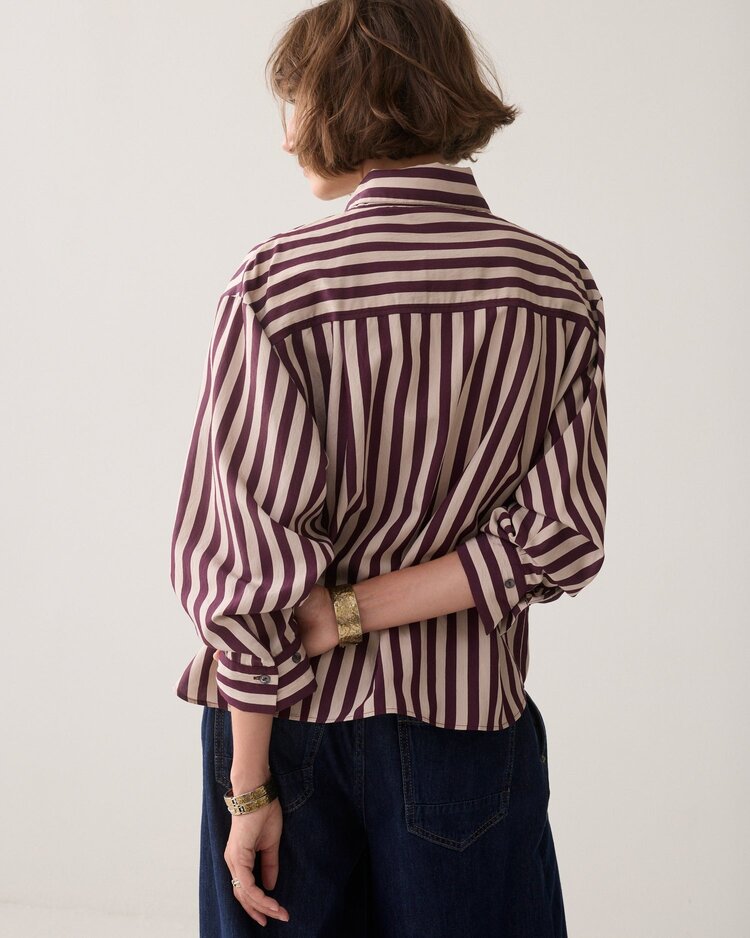 Summum Woman Blouse two tone stripe dark burgundy Summum Woman