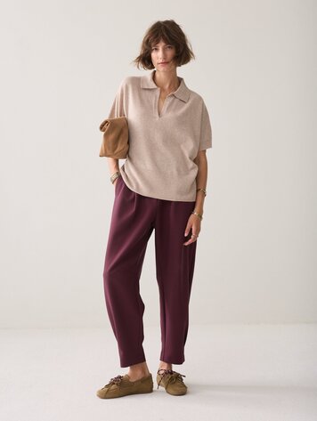 Summum Woman Trousers tapered fit foam dark burgundy