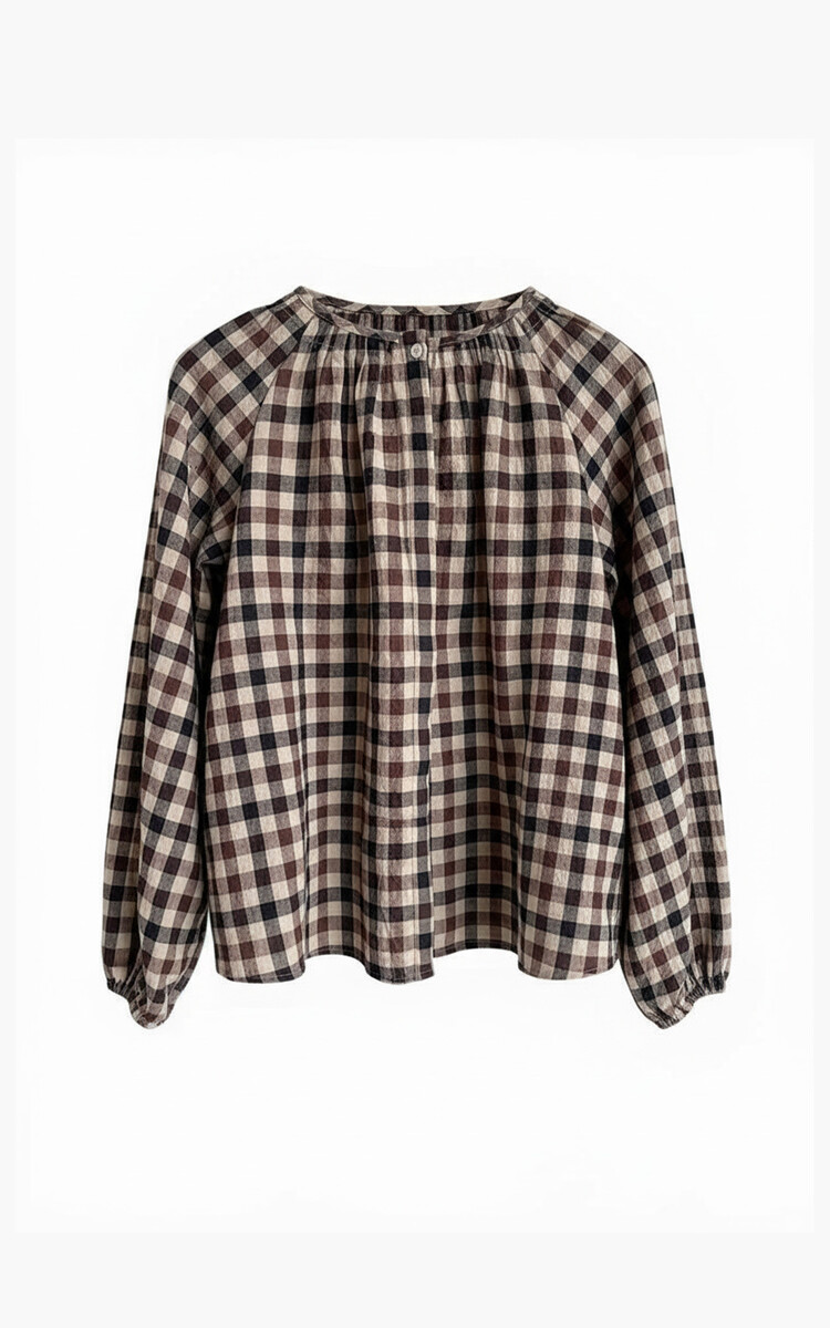 Aímée the label PeerW6 blouse brown/black/sand check Aimee the Label