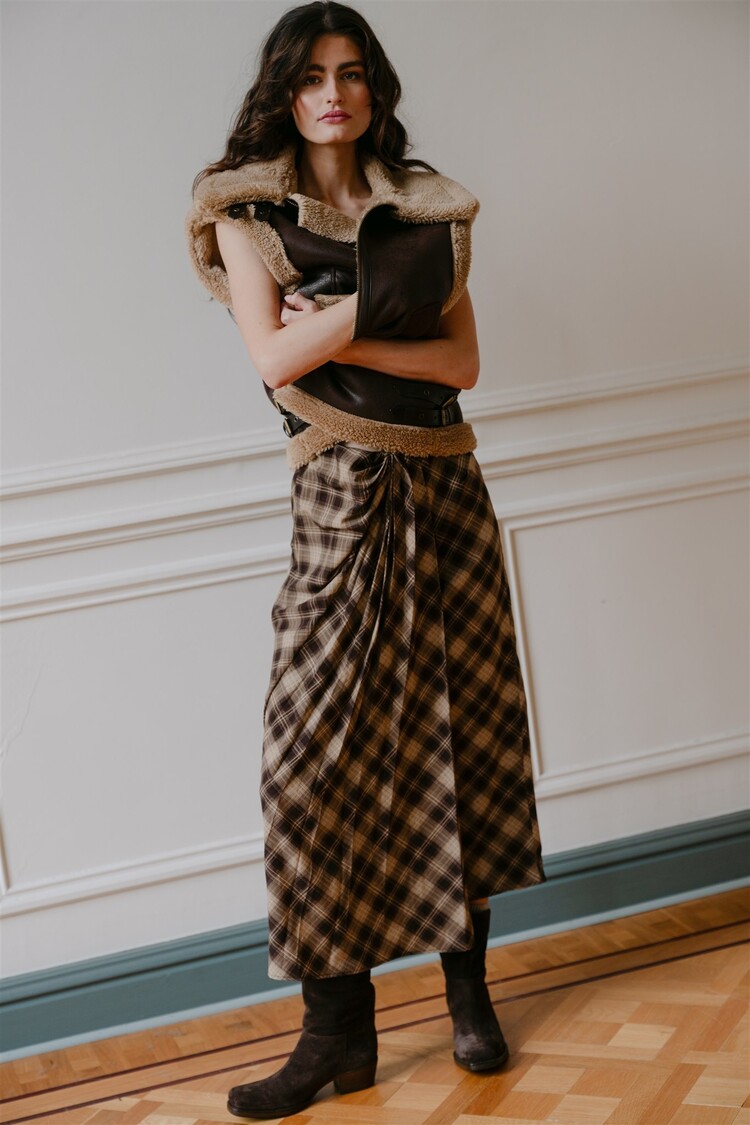 Aímée the label HavanaW6 check skirt brown/camel Aimee the Label
