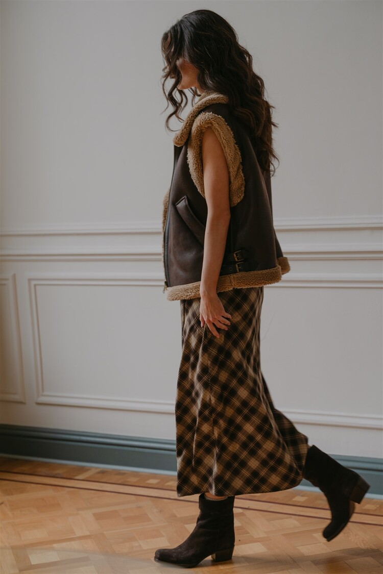 Aímée the label HavanaW6 check skirt brown/camel Aimee the Label