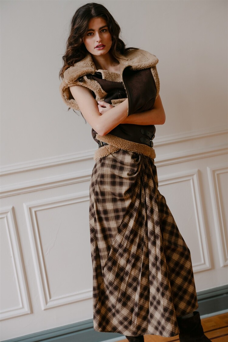 Aímée the label HavanaW6 check skirt brown/camel Aimee the Label