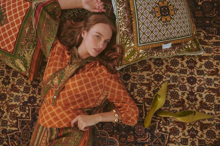 One Hundred Stars Pussy Bow Blouse Amulet Gold One Hundred Stars