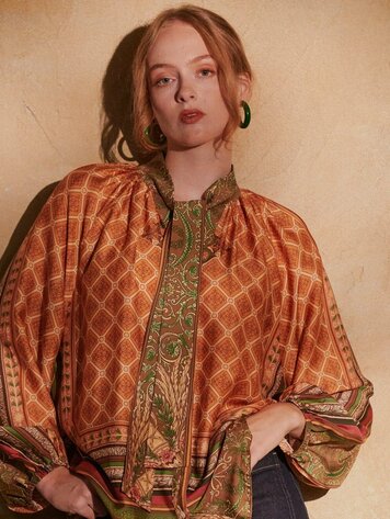 One Hundred Stars Pussy Bow Blouse Amulet Gold