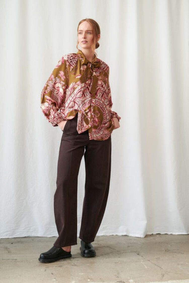 One Hundred Stars Pussy Bow Blouse Angels Olive One Hundred Stars