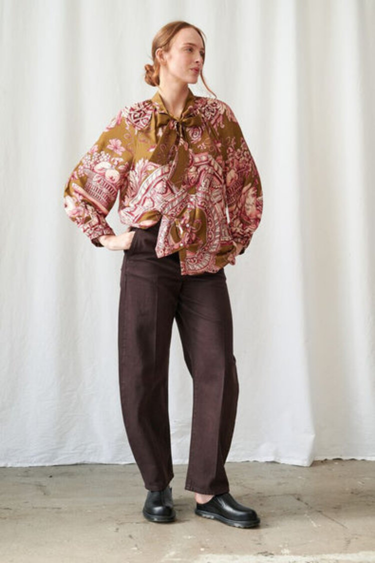 One Hundred Stars Pussy Bow Blouse Angels Olive One Hundred Stars