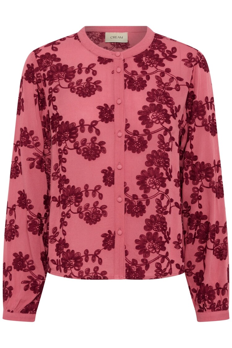 Cream CRRuby blouse mauvewood with Cabernet flower Cream