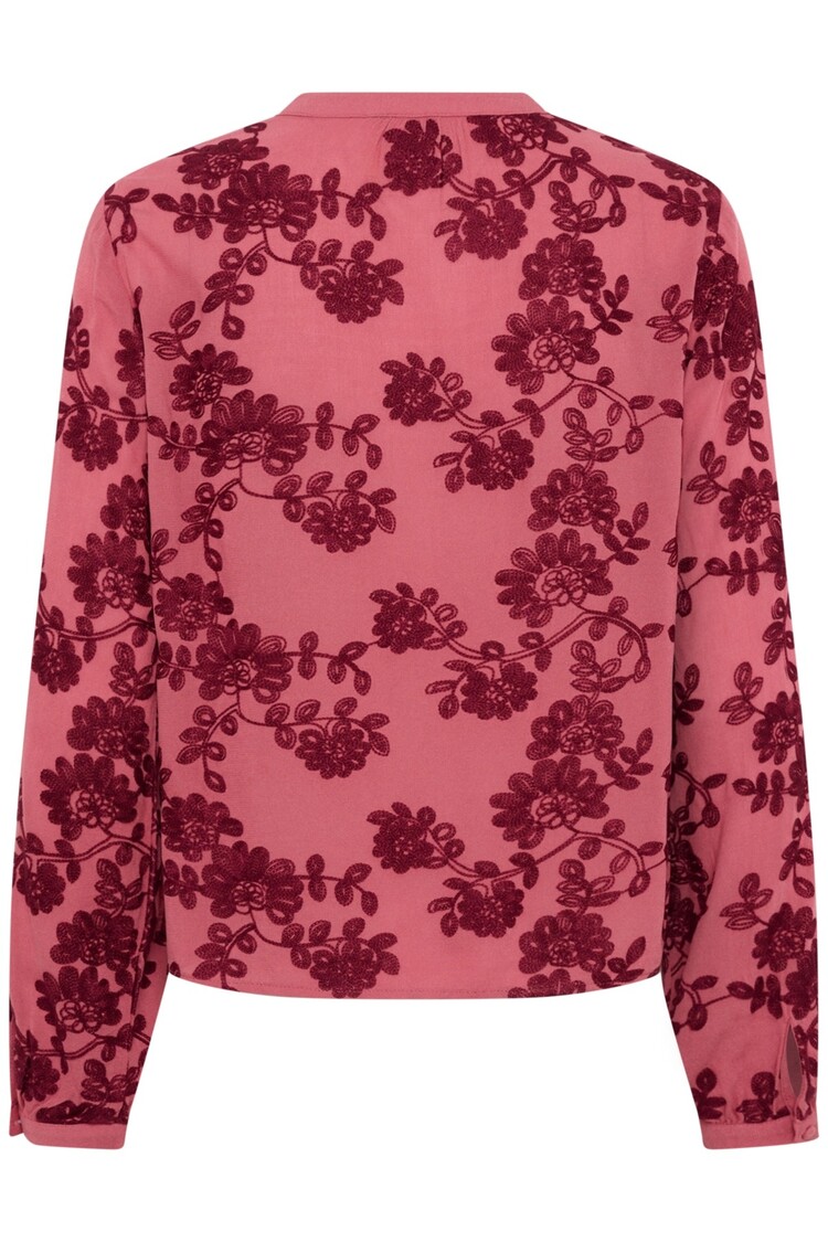 Cream CRRuby blouse mauvewood with Cabernet flower Cream
