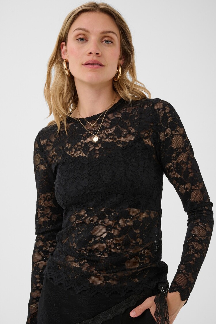 Cream CRPitia lace top pitch black Cream