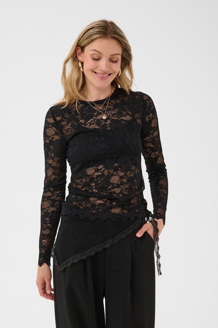 Cream CRPitia lace top pitch black Cream