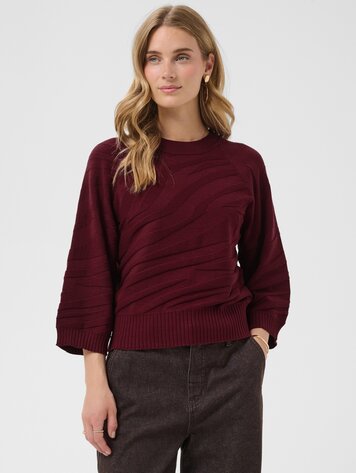 Cream Dela knit pullover cabernet