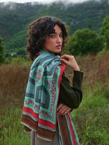 One Hundred Stars Scarf Fleur de Lys Aqua