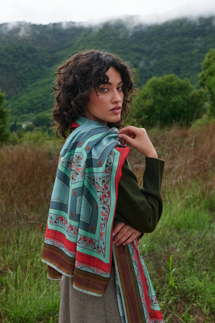 One Hundred Stars Scarf Fleur de Lys Aqua One Hundred Stars