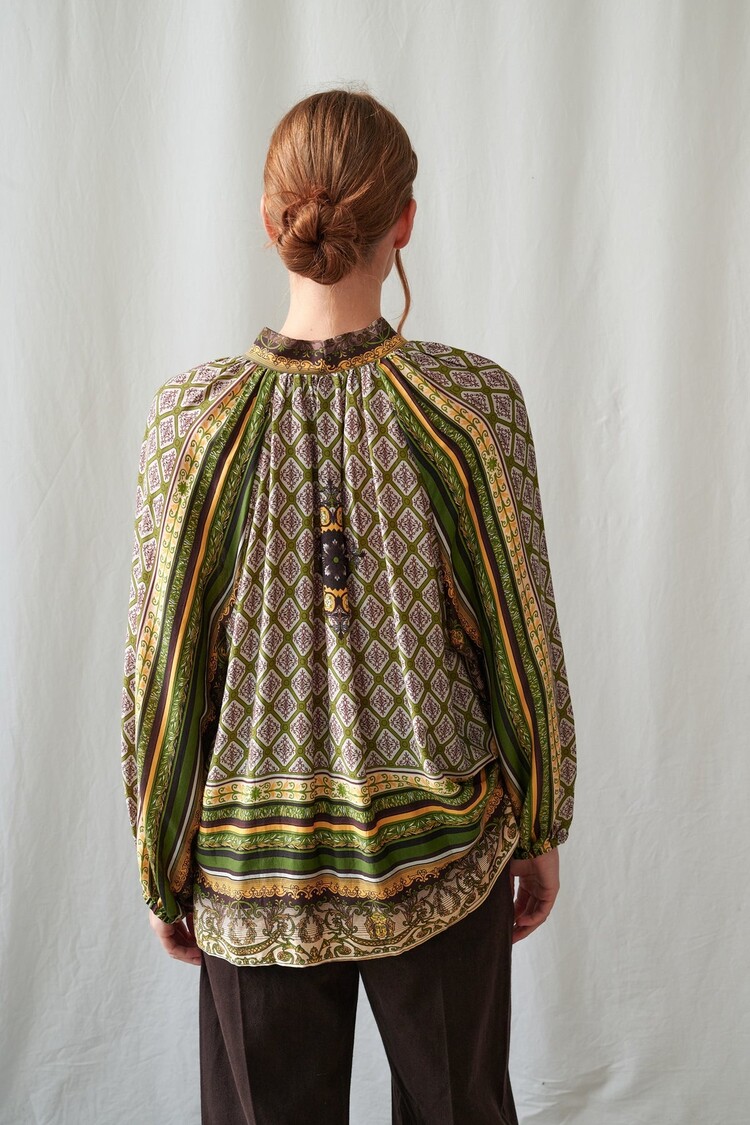 One Hundred Stars Pussy Bow Blouse Amulet Green One Hundred Stars