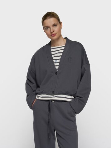 10DAYS Reversible cardigan fleece steel blue