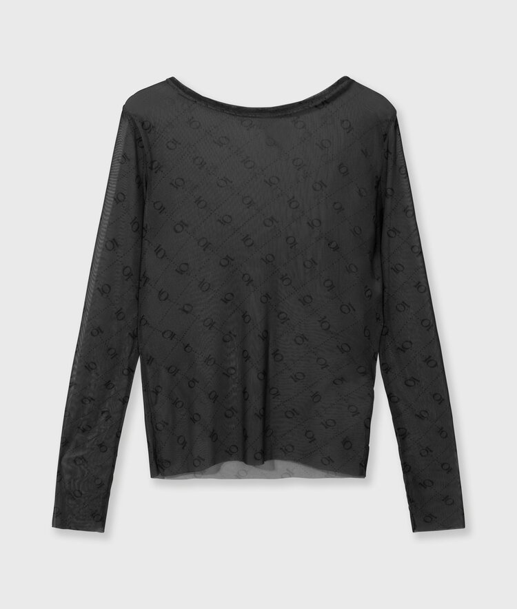 10DAYS Mesh long sleeve monogram steel blue 10Days
