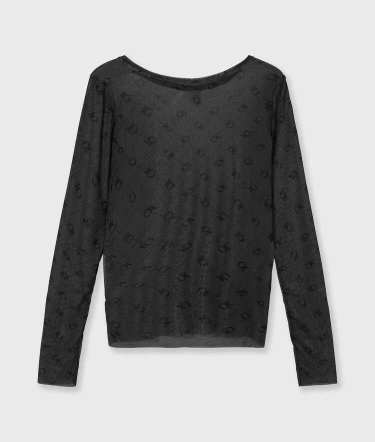 10DAYS Mesh long sleeve monogram steel blue 10Days