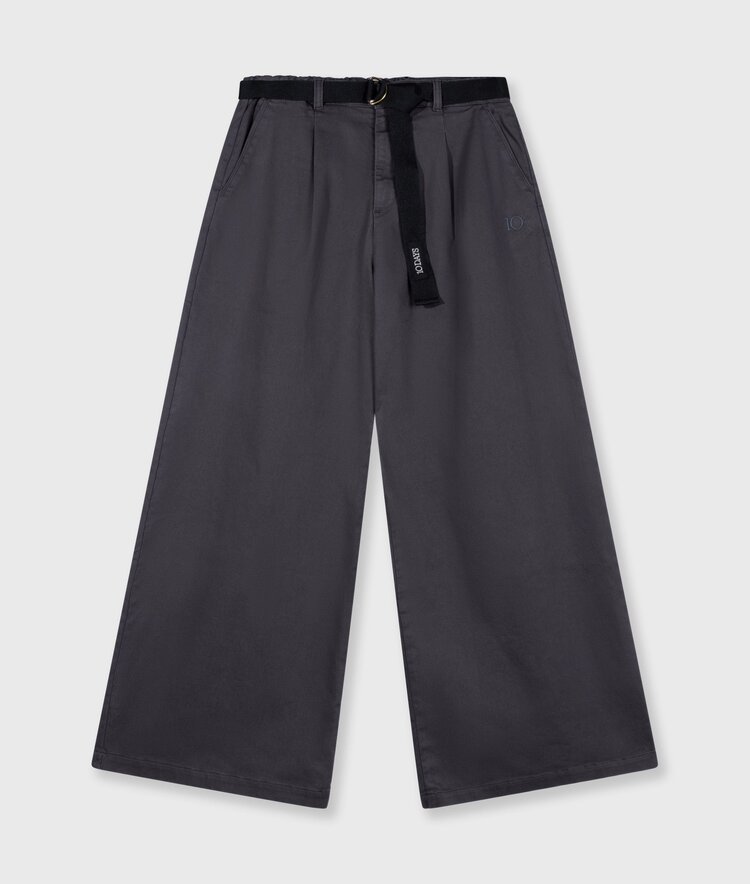 10DAYS Wide pants jog twill steel blue 10Days