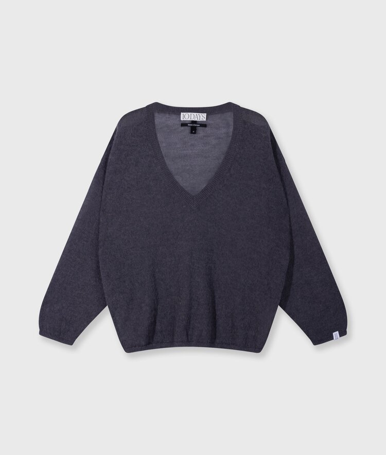 10DAYS Thin knit sweater steel blue 10Days