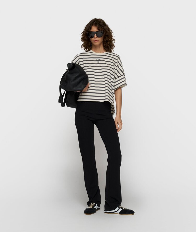 10DAYS Wide tee stripes ecru/steel blue 10Days