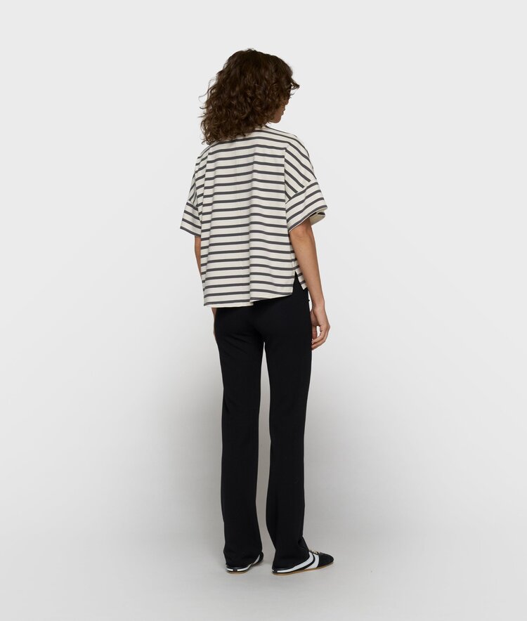 10DAYS Wide tee stripes ecru/steel blue 10Days