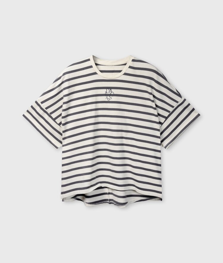 10DAYS Wide tee stripes ecru/steel blue 10Days
