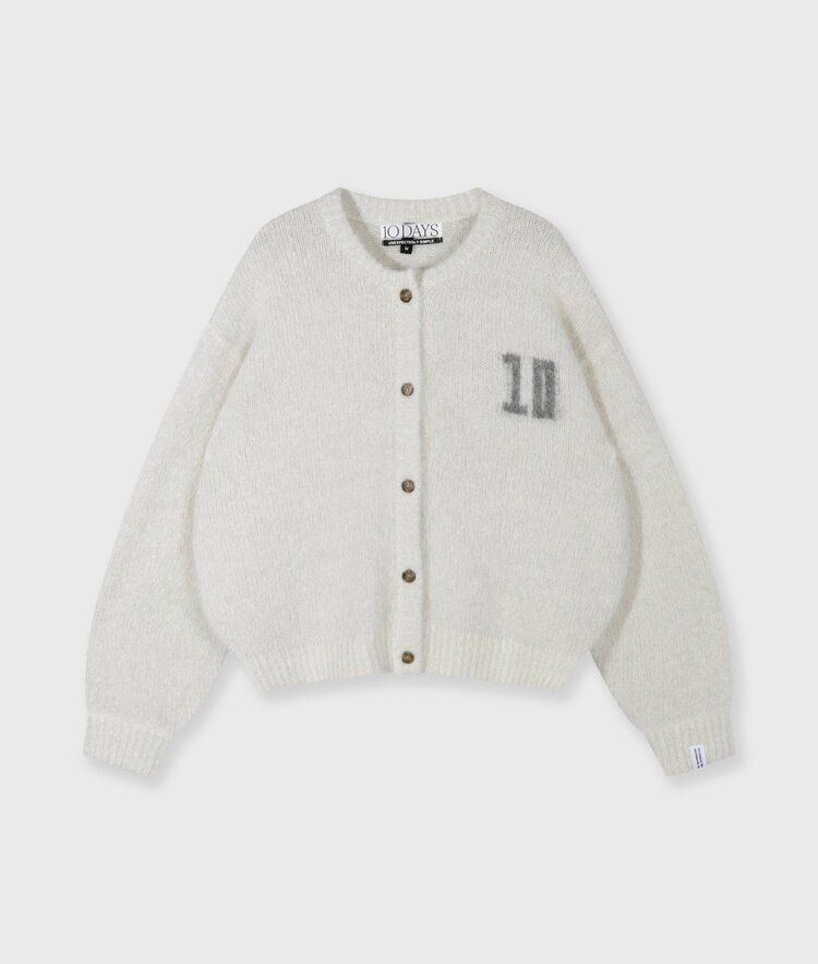 10DAYS Hairy knit cardigan ecru 10Days