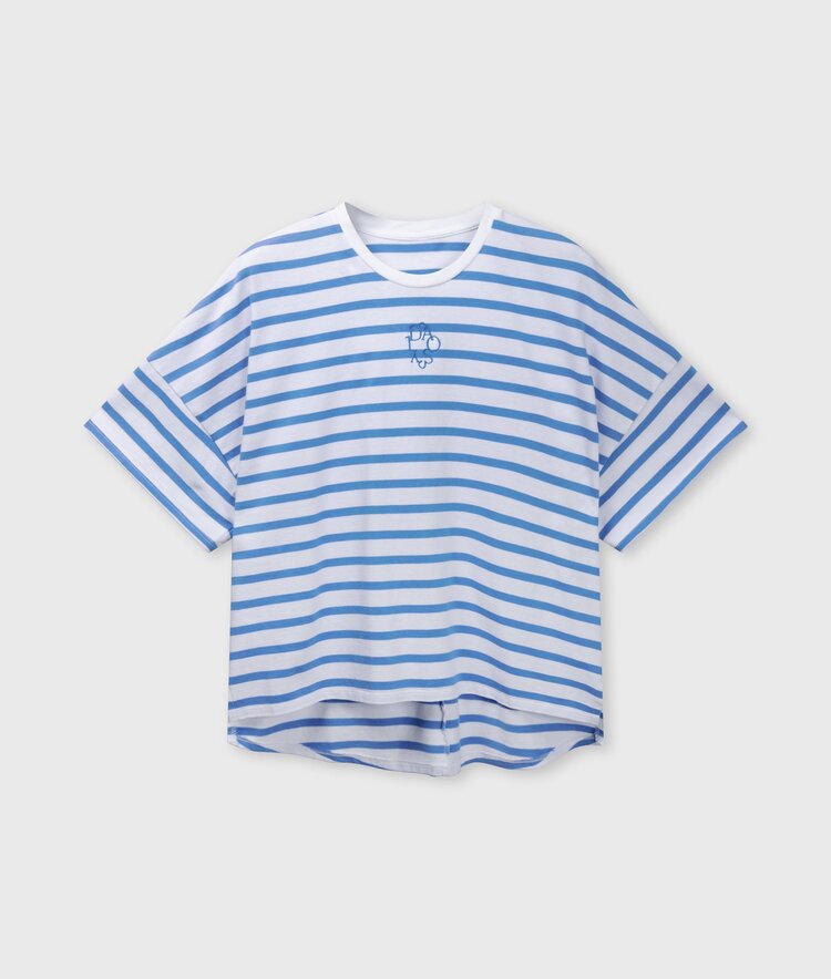 10DAYS Wide tee stripes ecru/ultramarine 10Days