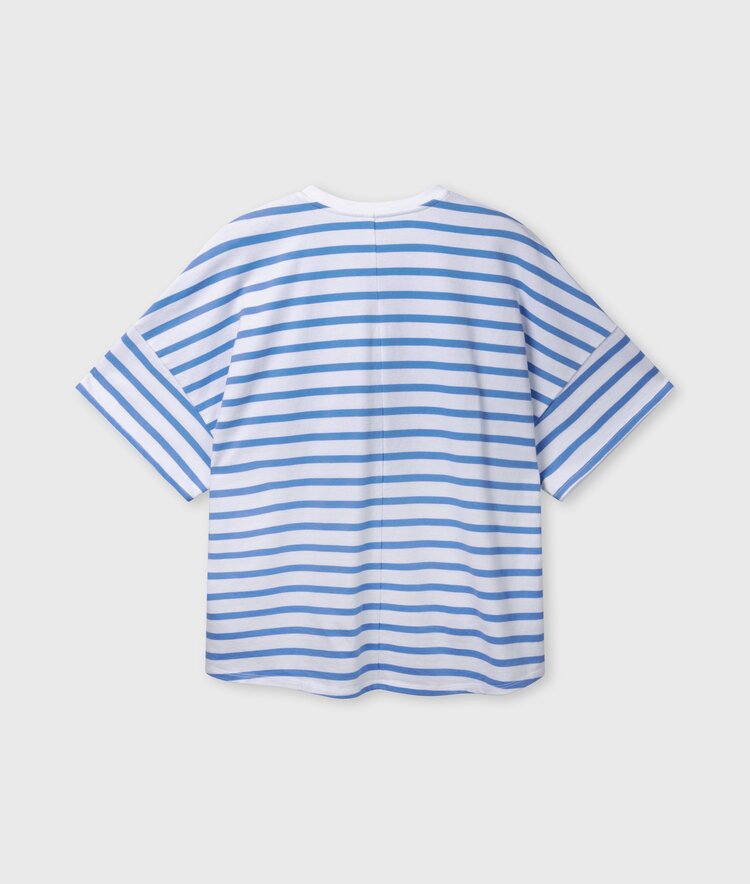 10DAYS Wide tee stripes ecru/ultramarine 10Days