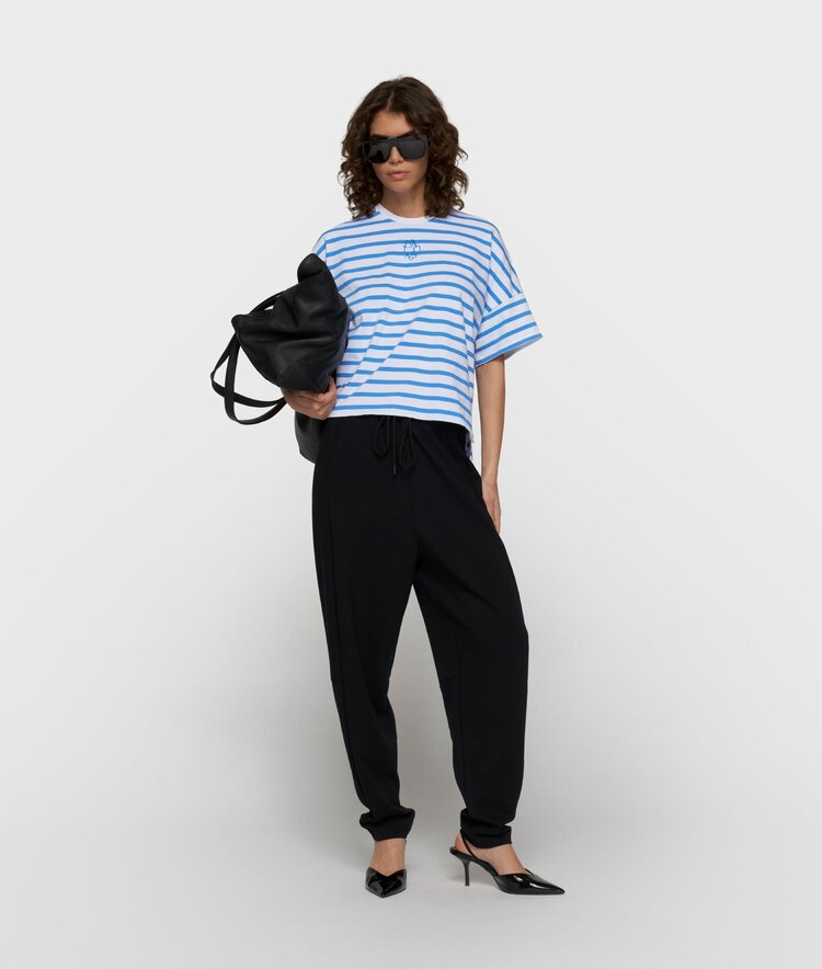 10DAYS Wide tee stripes ecru/ultramarine 10Days