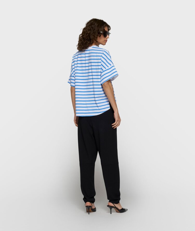 10DAYS Wide tee stripes ecru/ultramarine 10Days