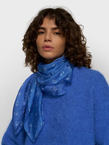 10DAYS Silk scarf monogram ultramarine