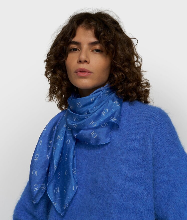 10DAYS Silk scarf monogram ultramarine 10Days