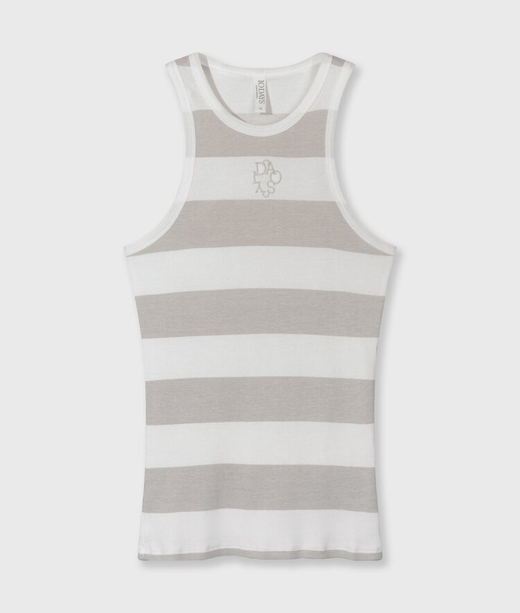 10DAYS Tank top rib stripes white/stone 10Days
