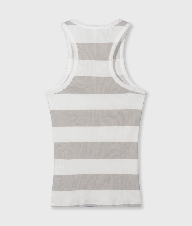 10DAYS Tank top rib stripes white/stone 10Days