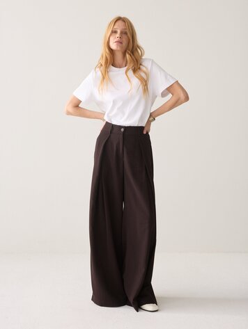 Summum Woman Trousers viscose twill dark chocolate