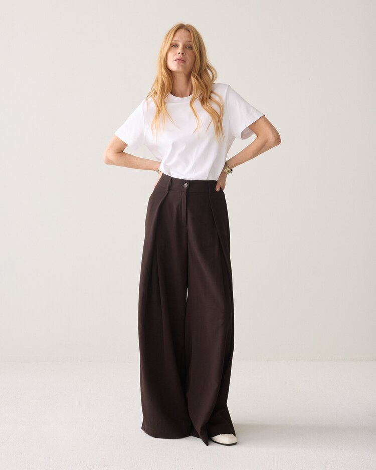 Summum Woman Trousers viscose twill dark chocolate Summum Woman