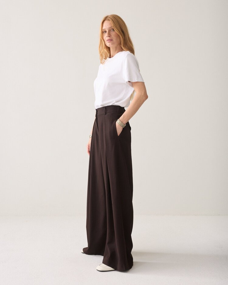 Summum Woman Trousers viscose twill dark chocolate Summum Woman