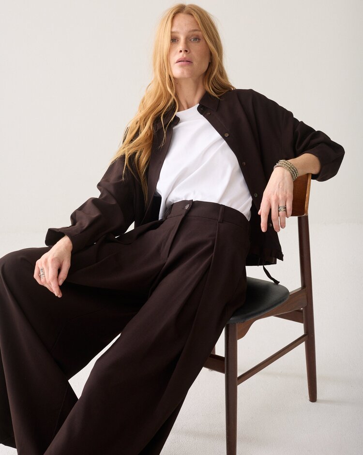 Summum Woman Trousers viscose twill dark chocolate Summum Woman