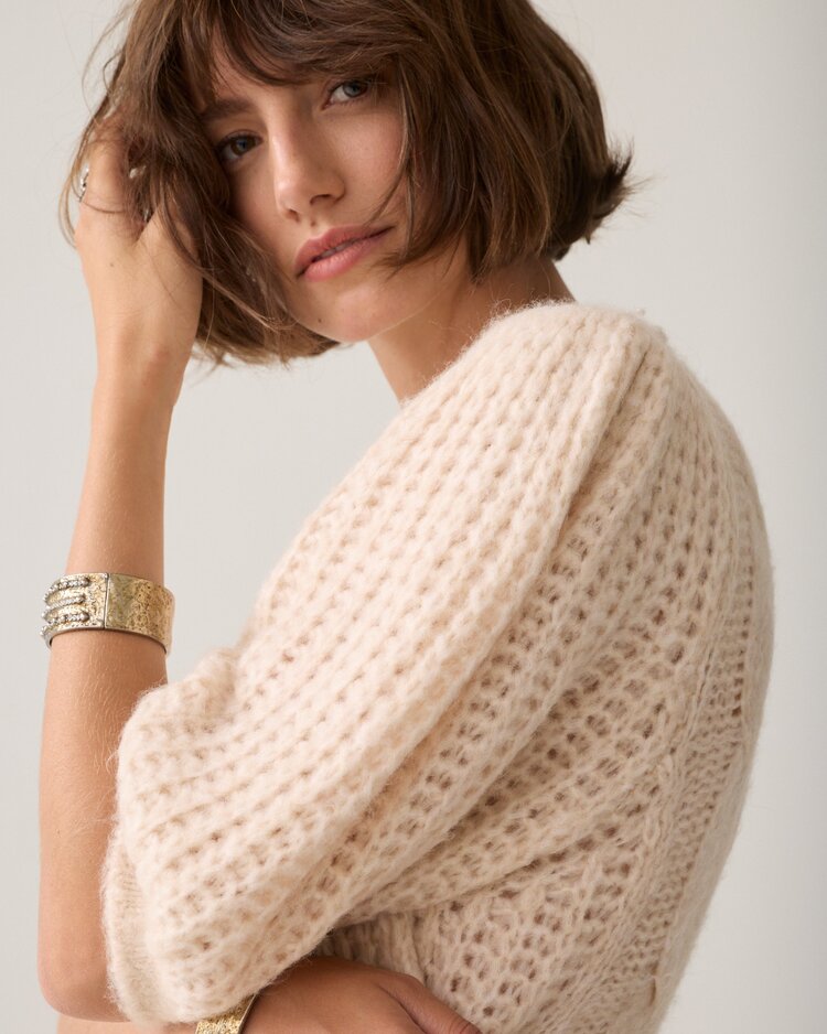 Summum Woman Puff sleeve sweater cable knit ivory Summum Woman