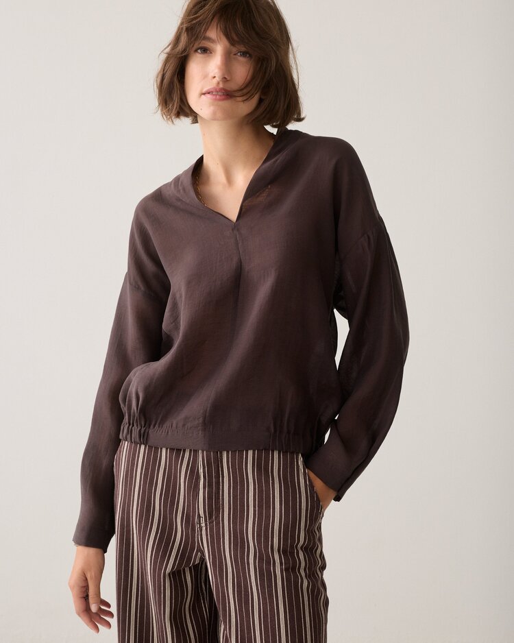 Summum Woman Top v-neck lyocell blend dark chocolate Summum Woman