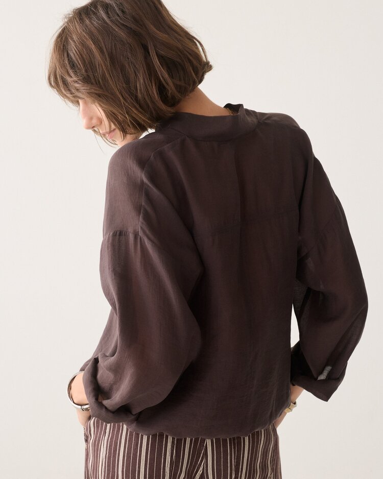 Summum Woman Top v-neck lyocell blend dark chocolate Summum Woman
