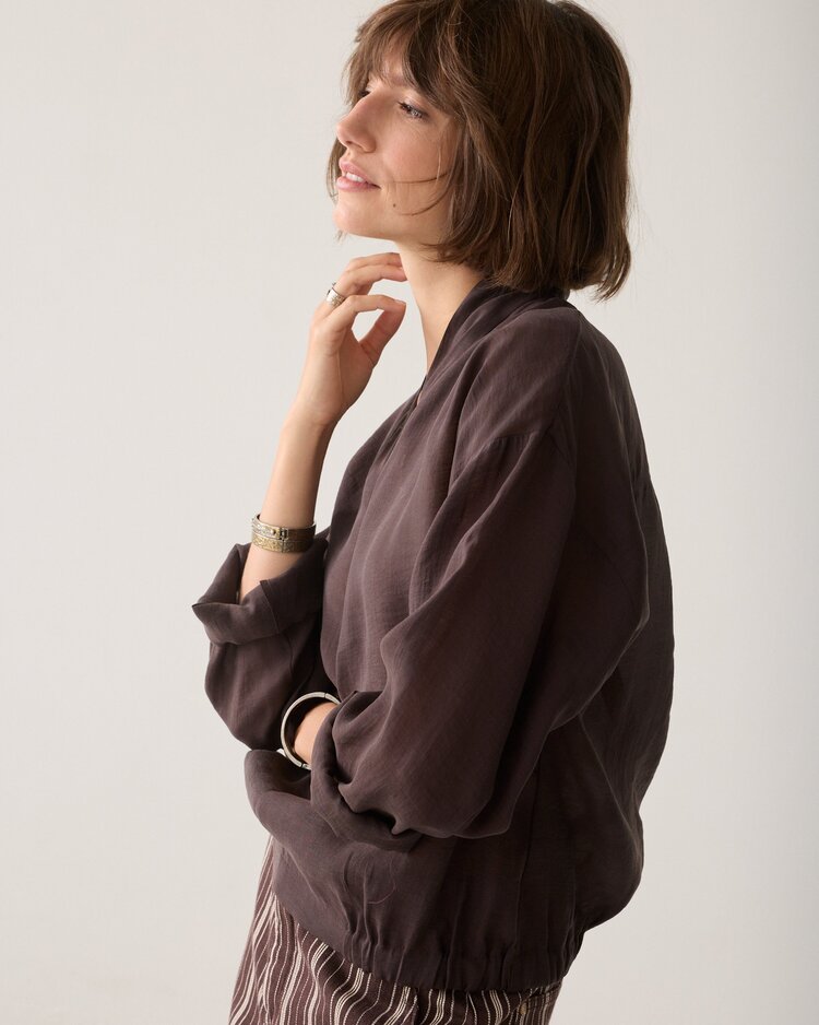 Summum Woman Top v-neck lyocell blend dark chocolate Summum Woman