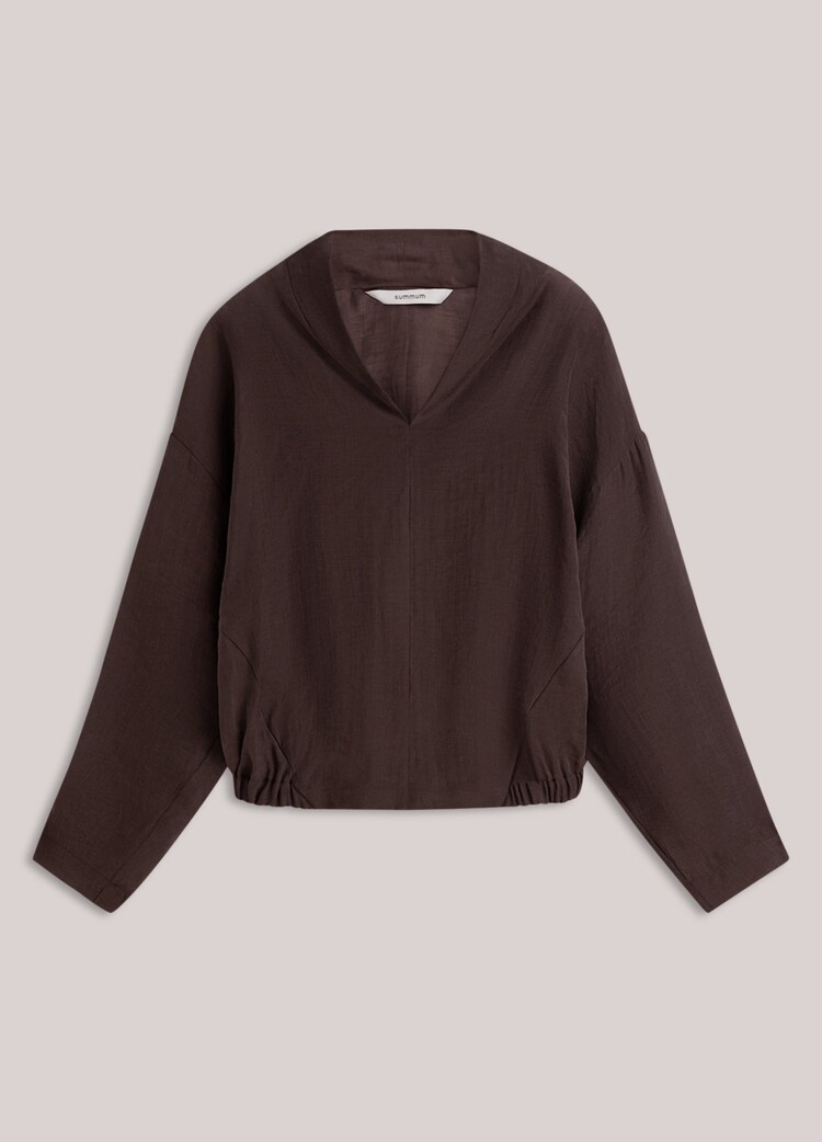 Summum Woman Top v-neck lyocell blend dark chocolate Summum Woman