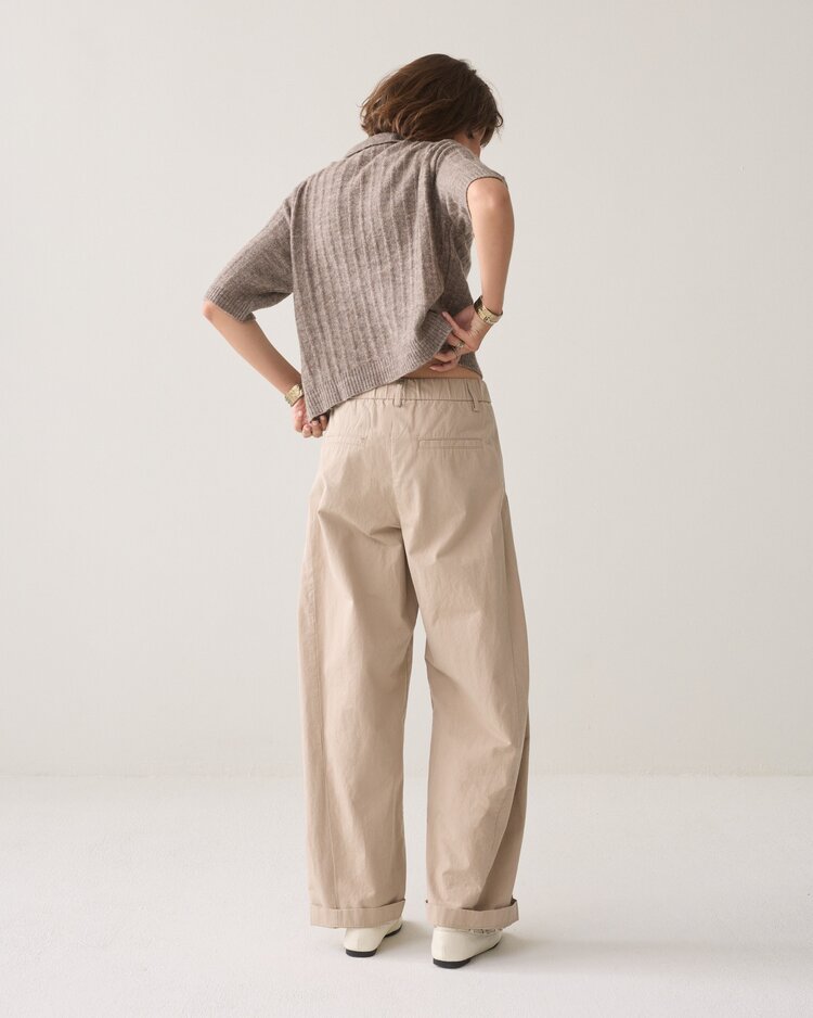 Summum Woman Trousers barrel fit cotton light taupe Summum Woman