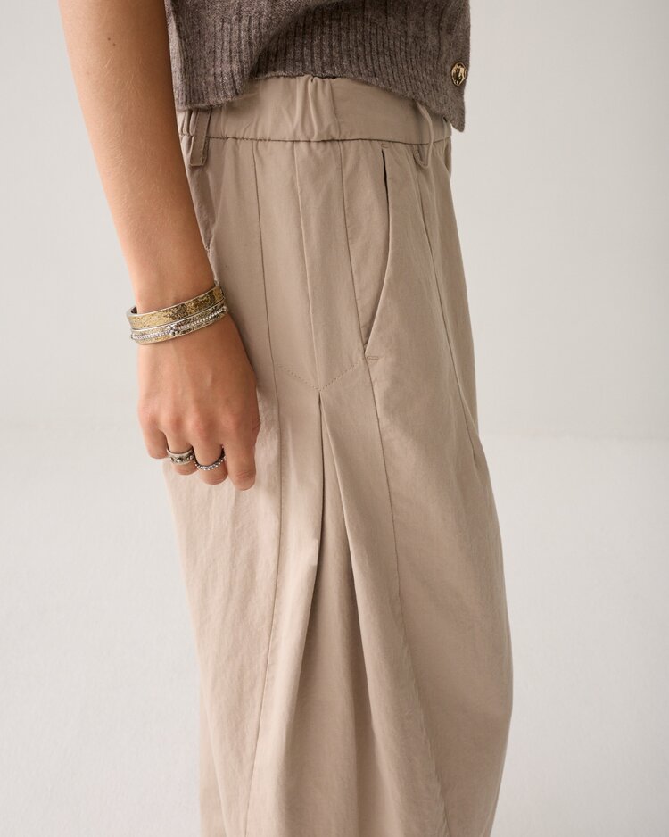 Summum Woman Trousers barrel fit cotton light taupe Summum Woman