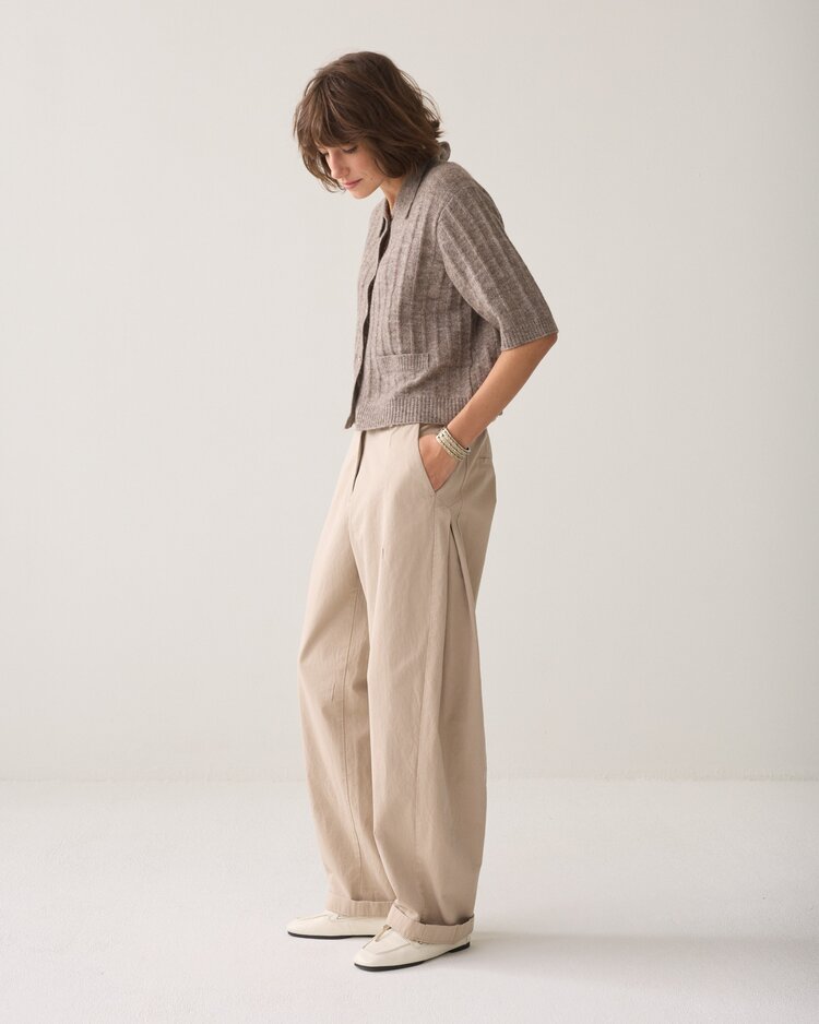 Summum Woman Trousers barrel fit cotton light taupe Summum Woman