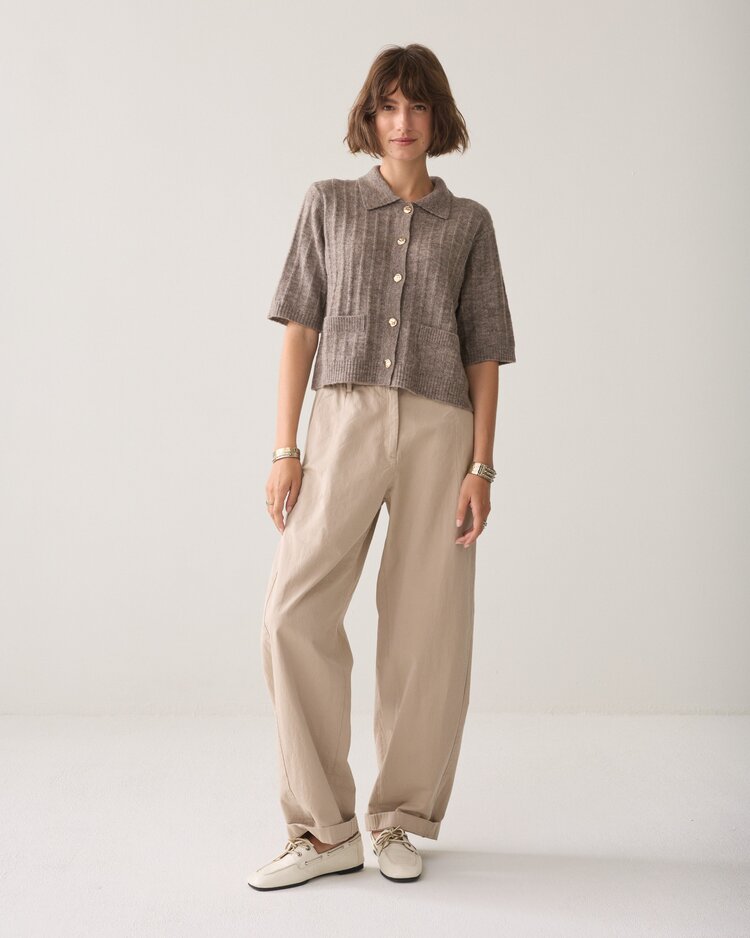 Summum Woman Trousers barrel fit cotton light taupe Summum Woman