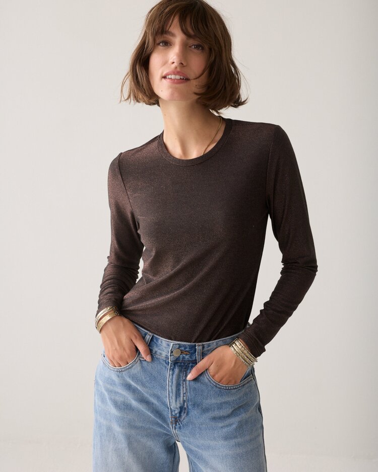 Summum Woman Top soft lurex dark chocolateSummum Woman