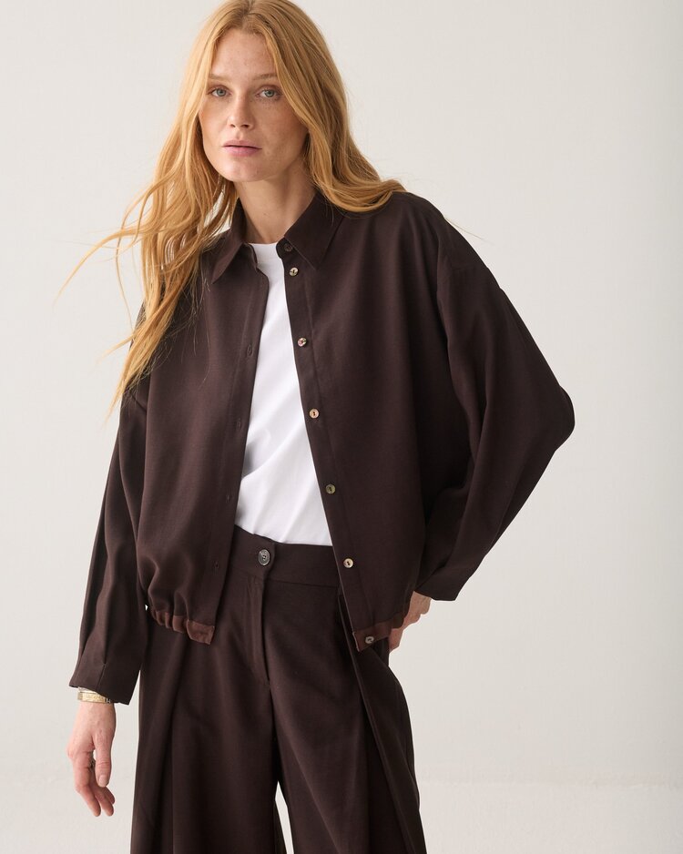 Summum Woman Blouse viscose twill dark chocolate Summum Woman